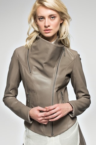 Veste en cuir d'agneau - Gris