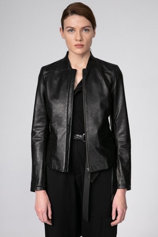 Veste en cuir d'agneau - Noir