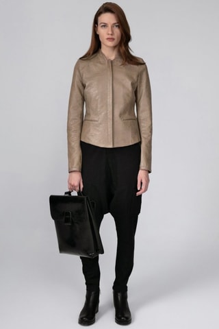 Veste en cuir d'agneau - Beige