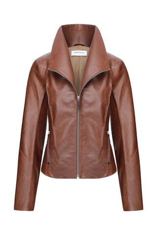 Veste en cuir d'agneau - Marron