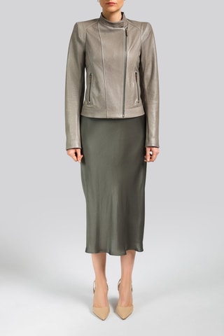 Veste en cuir d'agneau - Taupe