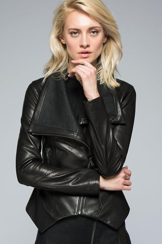 Veste en cuir d'agneau - Noir