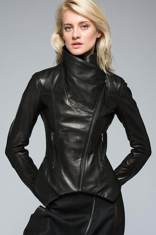 Veste en cuir d'agneau - Noir