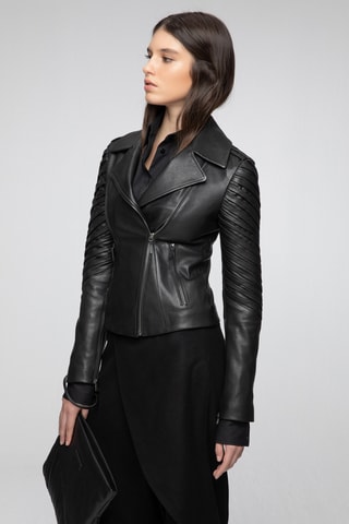 Veste en cuir d'agneau - Noir