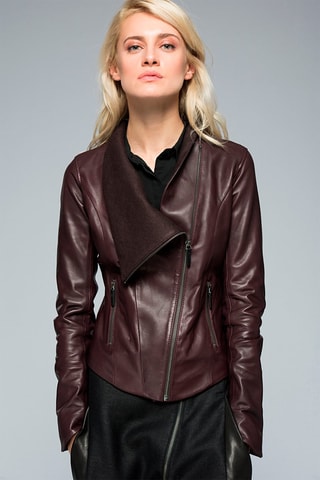 Veste en cuir d'agneau - 
Bordeaux