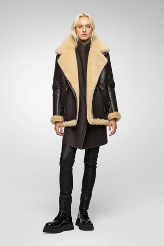 Veste en laine de mouton - Marron et beige