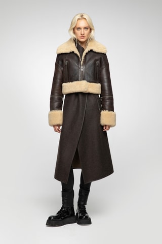 Veste en laine de mouton - Marron et beige