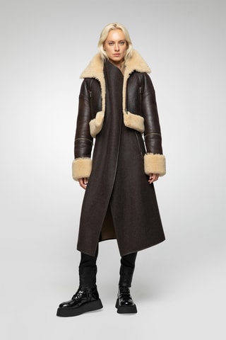 Veste en laine de mouton - Marron et beige