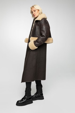 Veste en laine de mouton - Marron et beige