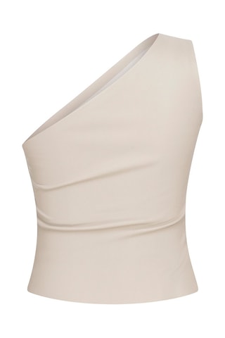 Top asymétrique en cuir de mouton - Crème