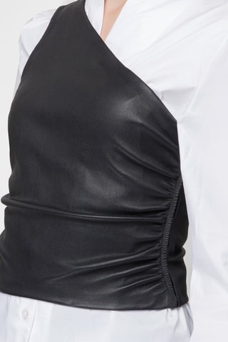 Top asymétrique en cuir d’agneau nappa - Noir