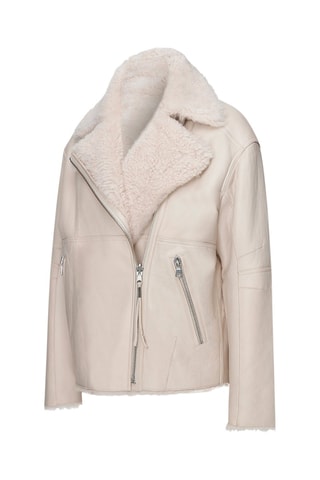 Blouson aviateur en cuir d'agneau - Beige