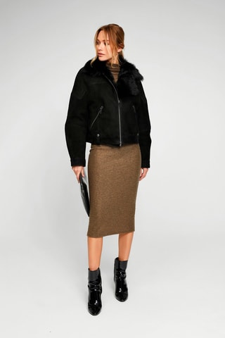 Veste en peau lainée de mouton - Noir