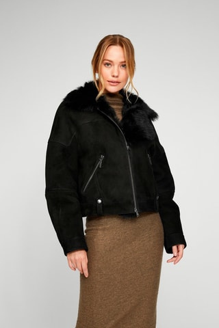 Veste en peau lainée de mouton - Noir