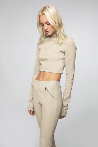 Legging en cuir d'agneau - Crème