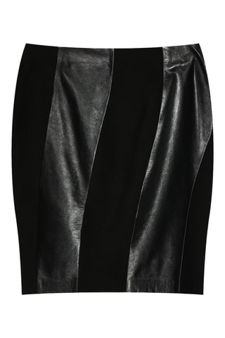 Jupe droite en cuir d'agneau - Noir