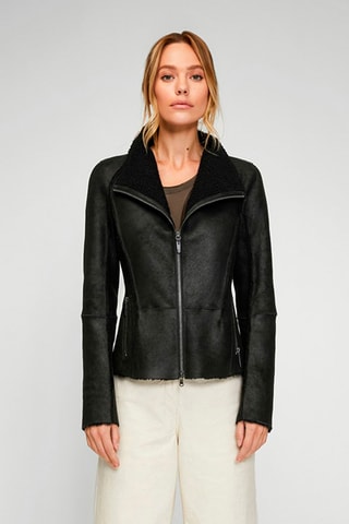 Veste en peau lainée de mouton - Noir