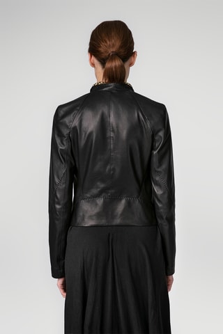 Veste en cuir d'agneau - Noir