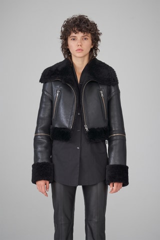 Veste en peau lainée de mouton - Noir