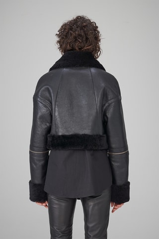 Veste en peau lainée de mouton - Noir