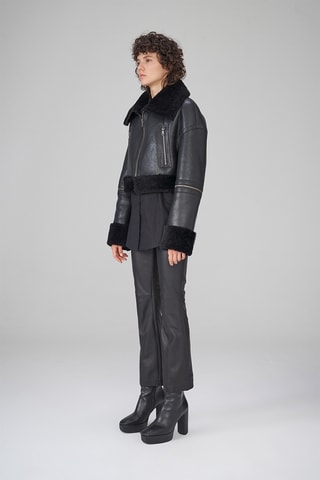 Veste en peau lainée de mouton - Noir