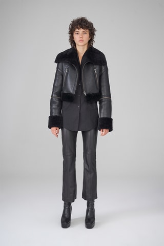 Veste en peau lainée de mouton - Noir