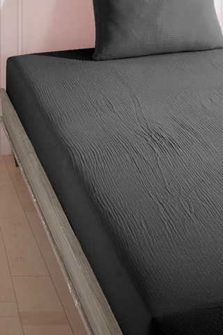 Drap-housse en gaze de coton - Anthracite