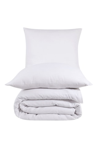 Capa de edredão em cetim de algodão Mima - Branco