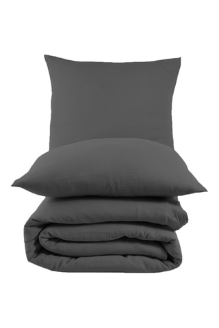 Parure de couette en gaze de coton Mima - Anthracite