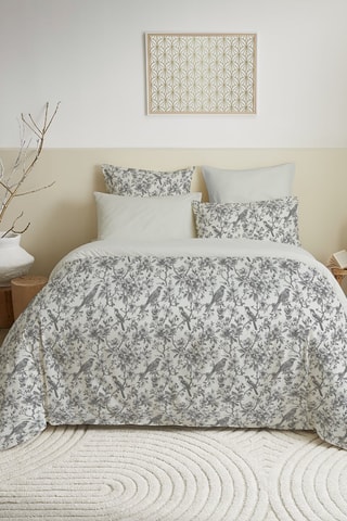 Parure de couette réversible en coton 57 fils/cm² - Gris et blanc