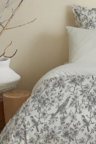 Parure de couette réversible en coton 57 fils/cm² - Gris et blanc