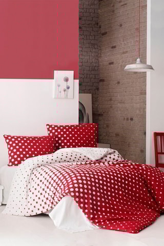 Conjunto de edredão 140 fios/cm² Puanline Branco e vermelho