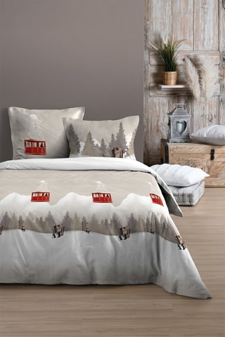 Conjunto de edredão em algodão - 78 fios/cm² - Cinzento