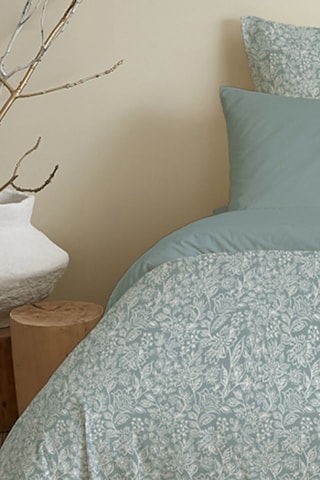 Parure de couette réversible en coton 57 fils/cm² - Bleu et vert