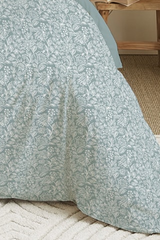 Parure de couette réversible en coton 57 fils/cm² - Bleu et vert