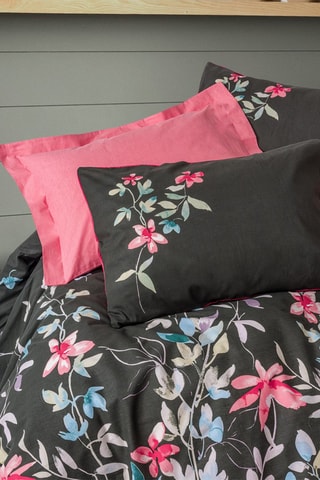 Parure de couette en coton 57 fils/cm² Merlin - Rose et noir