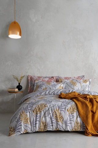 Parure de couette en coton Lionel - Blanc et gris