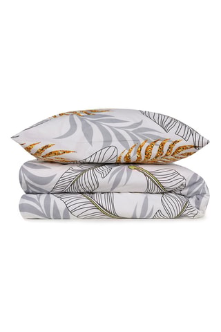 Parure de couette en coton Lionel - Blanc et gris