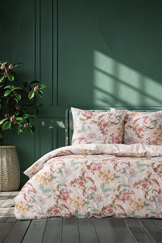 Parure de couette en coton 57 fils/cm² Isabella - Rose et vert