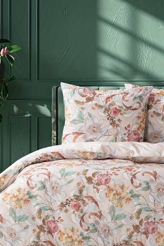 Parure de couette en coton 57 fils/cm² Isabella - Rose et vert