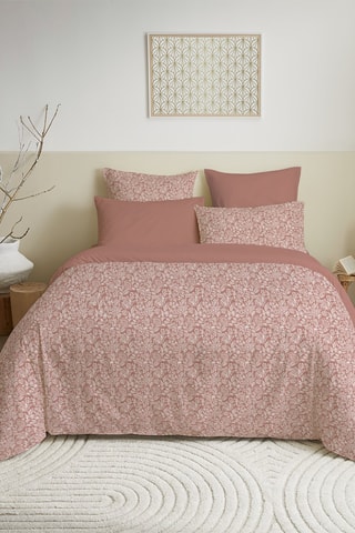 Parure de couette réversible en coton 57 fils/cm² - Pêche