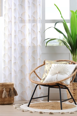 Cortina Maldives - Branco e dourado - 140 x 260 cm