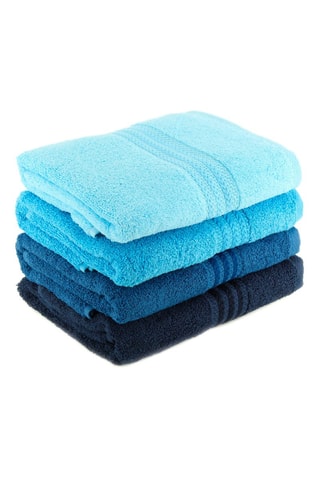 4 draps de douche - Bleu - 70 x 140 cm