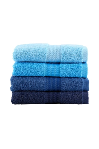4 serviettes de toilette - Bleu - 50 x 90 cm