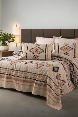 Colcha Felix - Bege e vermelho