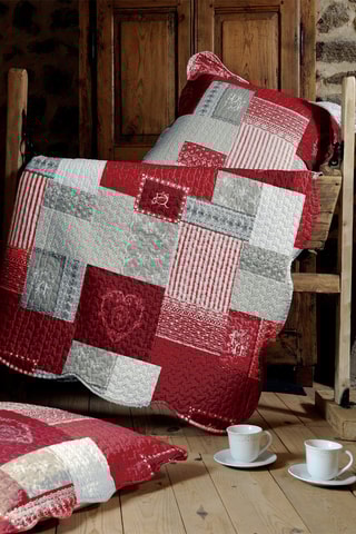 Conjunto colcha Arkansas - Vermelho e cinzento