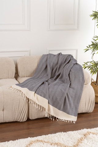 Capa de sofá Baliksirti - Azul e creme - 150 x 200 cm