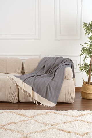 Capa de sofá Baliksirti - Azul e creme - 150 x 200 cm