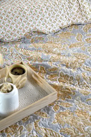 Conjunto colcha Nerya - Branco e amarelo