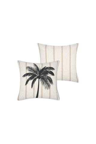 Almofada Theoule - Cru e antracite - 45 x 45 cm